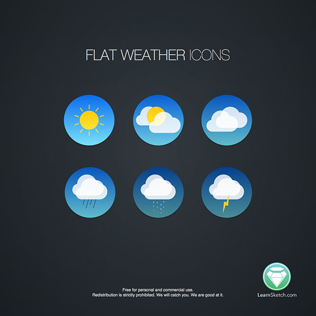 Flat Weather Icons for Sketch 3